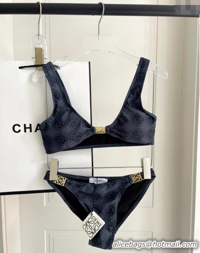 Pretty Style Loewe Logo Print Two-Pieces Swimwear 0313 Grey 2025