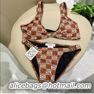 ​Affordable Price Loewe Logo Print Two-Pieces Swimwear 0313 Brown 2025
