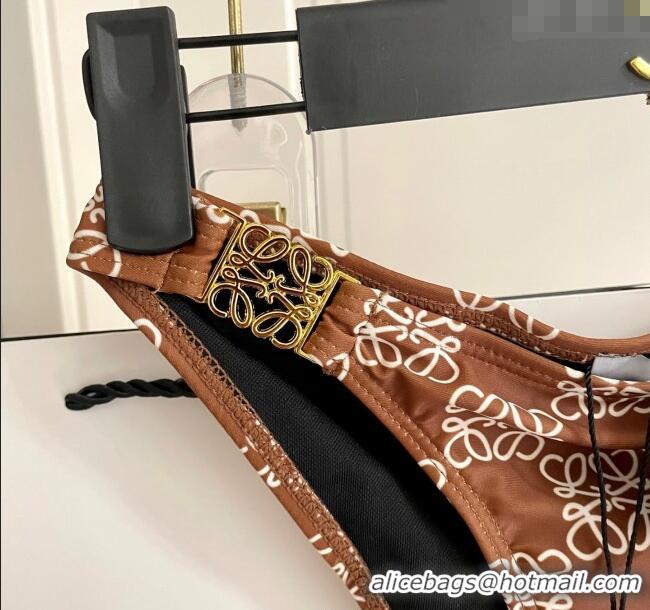 ​Affordable Price Loewe Logo Print Two-Pieces Swimwear 0313 Brown 2025