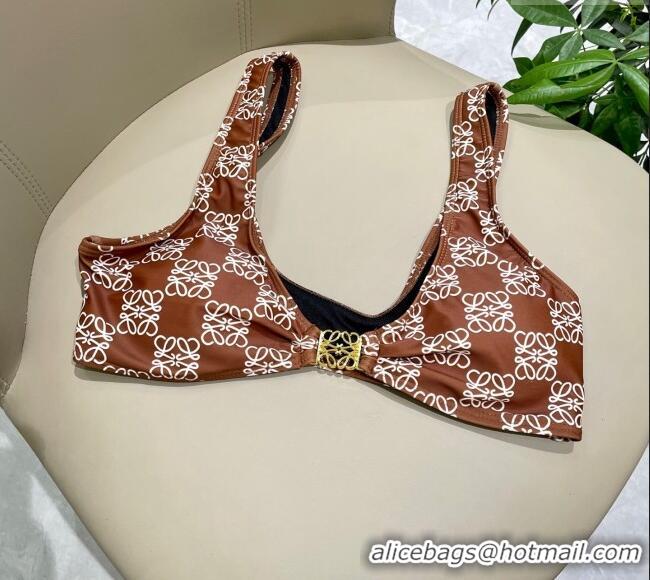 ​Affordable Price Loewe Logo Print Two-Pieces Swimwear 0313 Brown 2025