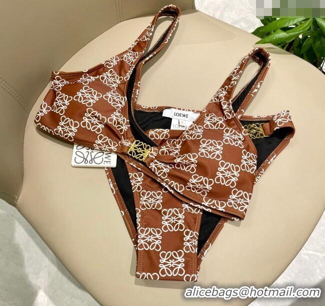 ​Affordable Price Loewe Logo Print Two-Pieces Swimwear 0313 Brown 2025