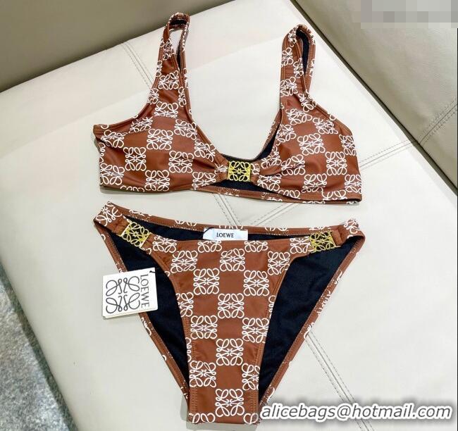 ​Affordable Price Loewe Logo Print Two-Pieces Swimwear 0313 Brown 2025