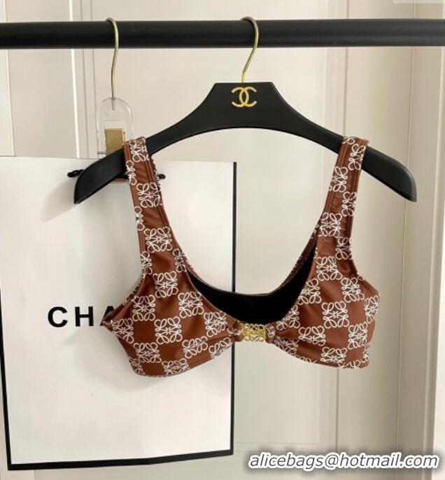 ​Affordable Price Loewe Logo Print Two-Pieces Swimwear 0313 Brown 2025
