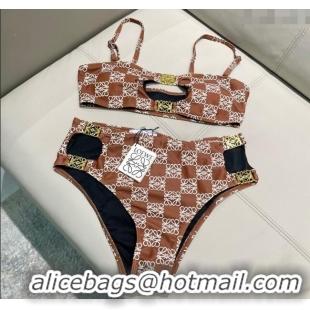 Well Crafted Loewe Logo Print Two-Pieces Swimwear 0312 Brown 2025