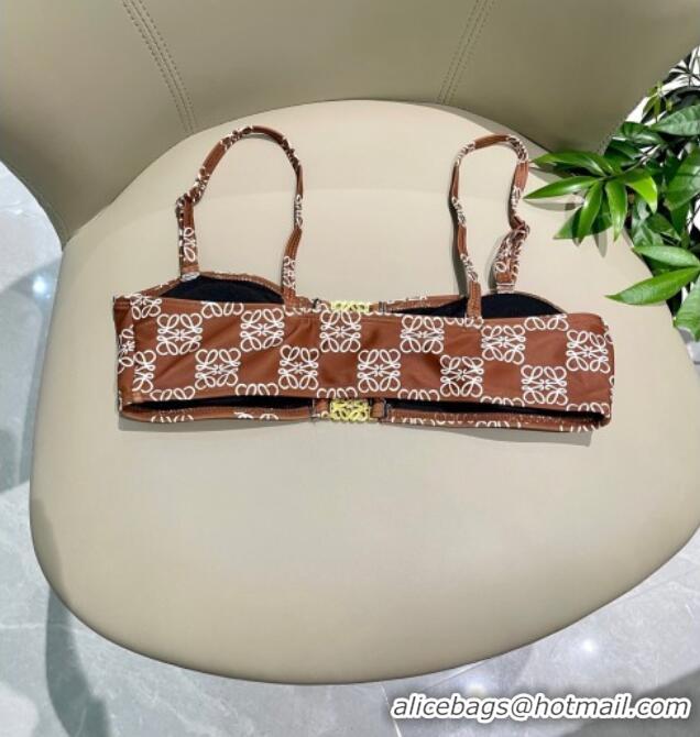 Well Crafted Loewe Logo Print Two-Pieces Swimwear 0312 Brown 2025