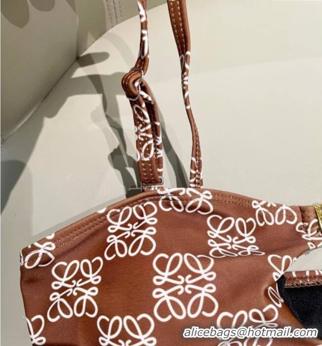 Well Crafted Loewe Logo Print Two-Pieces Swimwear 0312 Brown 2025
