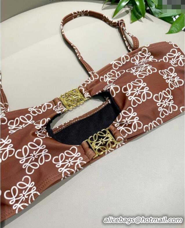 Well Crafted Loewe Logo Print Two-Pieces Swimwear 0312 Brown 2025