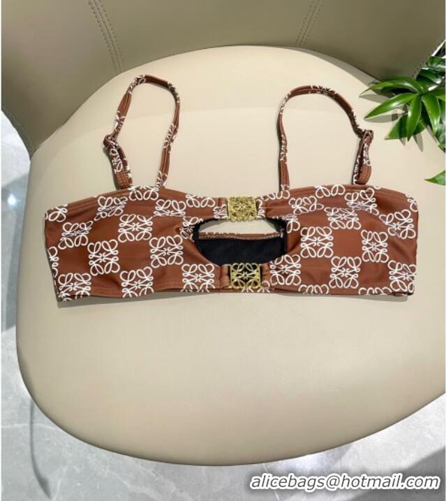 Well Crafted Loewe Logo Print Two-Pieces Swimwear 0312 Brown 2025