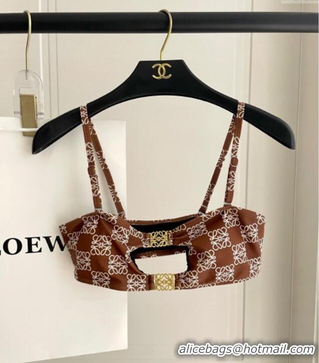 Well Crafted Loewe Logo Print Two-Pieces Swimwear 0312 Brown 2025