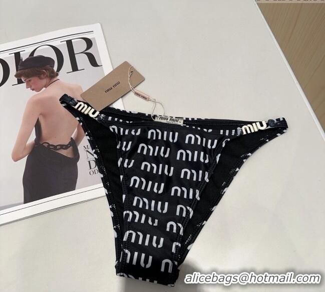 Top Grade Miu Miu Letters Print Two-Pieces Swimwear 0313 Black 2025