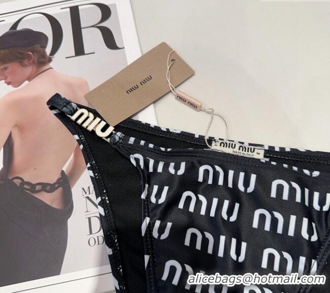 Top Grade Miu Miu Letters Print Two-Pieces Swimwear 0313 Black 2025