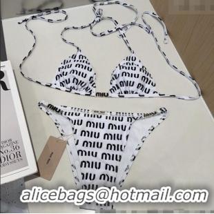 Top Design Miu Miu Letters Print Two-Pieces Swimwear 0313 White 2025