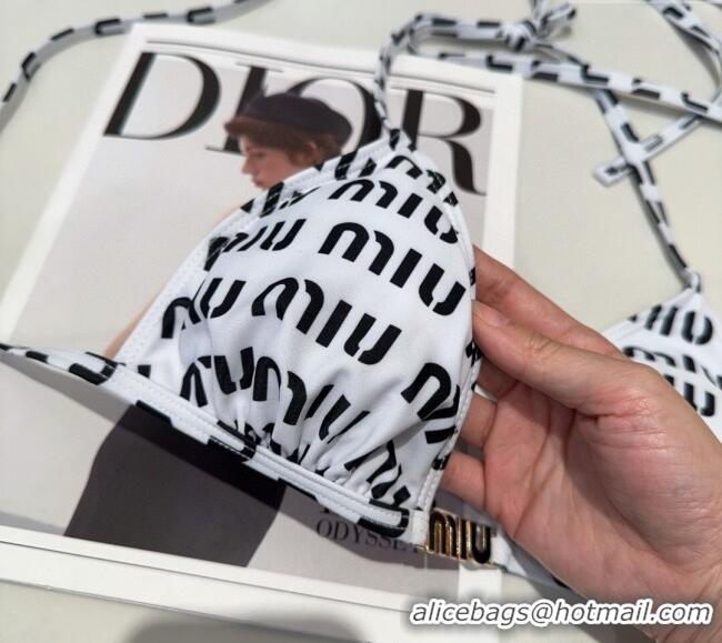 Top Design Miu Miu Letters Print Two-Pieces Swimwear 0313 White 2025