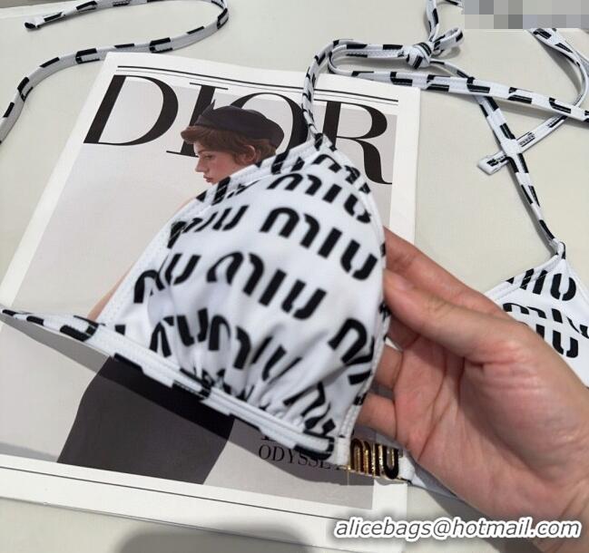 Top Design Miu Miu Letters Print Two-Pieces Swimwear 0313 White 2025
