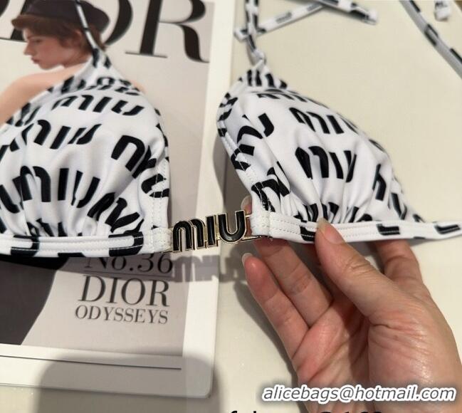 Top Design Miu Miu Letters Print Two-Pieces Swimwear 0313 White 2025