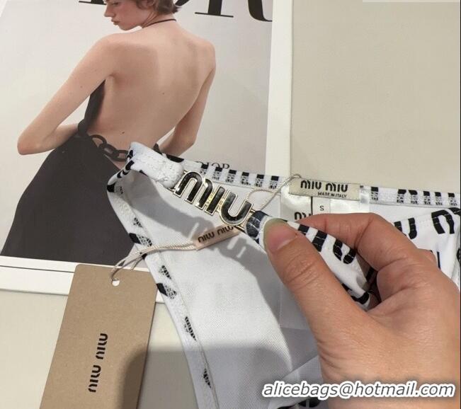 Top Design Miu Miu Letters Print Two-Pieces Swimwear 0313 White 2025