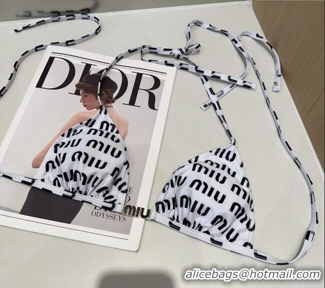 Top Design Miu Miu Letters Print Two-Pieces Swimwear 0313 White 2025