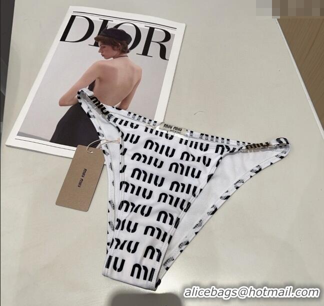 Top Design Miu Miu Letters Print Two-Pieces Swimwear 0313 White 2025