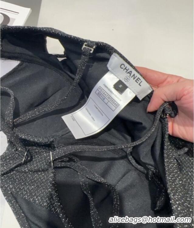 Famous Brand Chanel Laced One-Piece Swimwear C0313 Black 2025