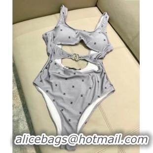​Discount Chanel CC Allover One-Piece Swimwear 0313 Grey 2025