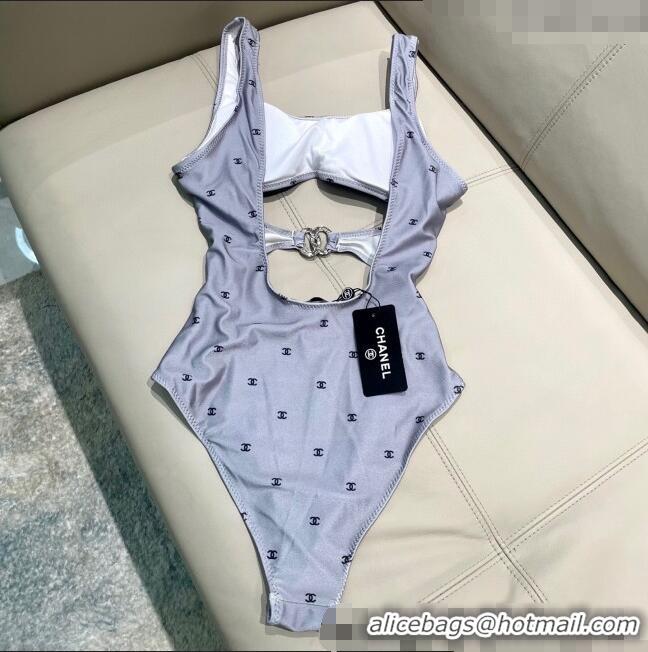 ​Discount Chanel CC Allover One-Piece Swimwear 0313 Grey 2025