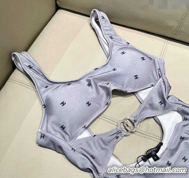 ​Discount Chanel CC Allover One-Piece Swimwear 0313 Grey 2025