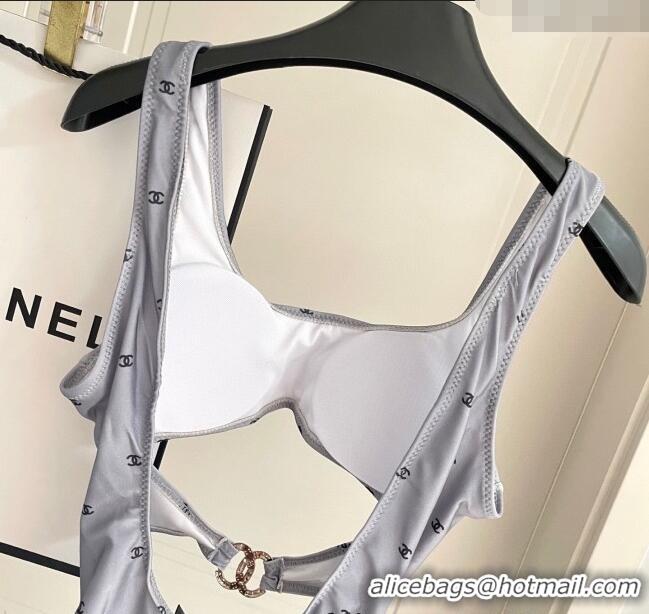 ​Discount Chanel CC Allover One-Piece Swimwear 0313 Grey 2025