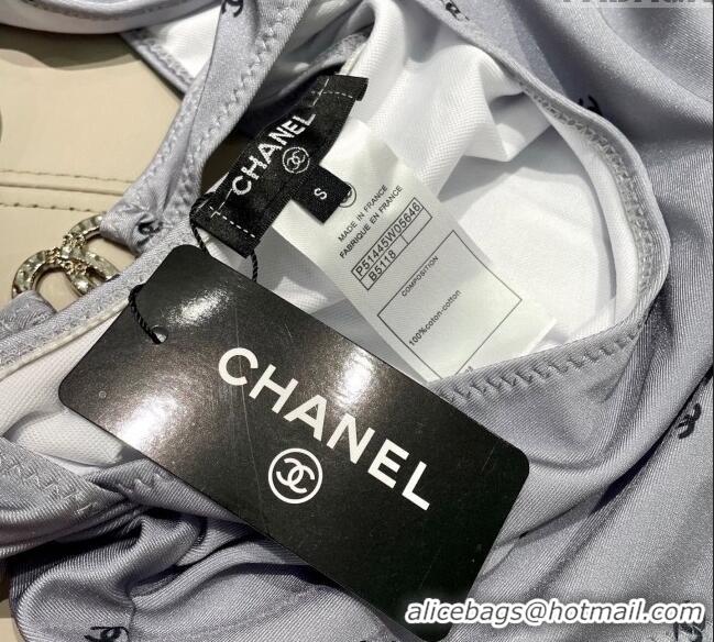​Discount Chanel CC Allover One-Piece Swimwear 0313 Grey 2025