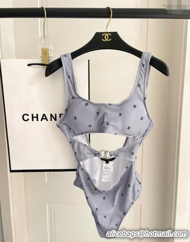 ​Discount Chanel CC Allover One-Piece Swimwear 0313 Grey 2025