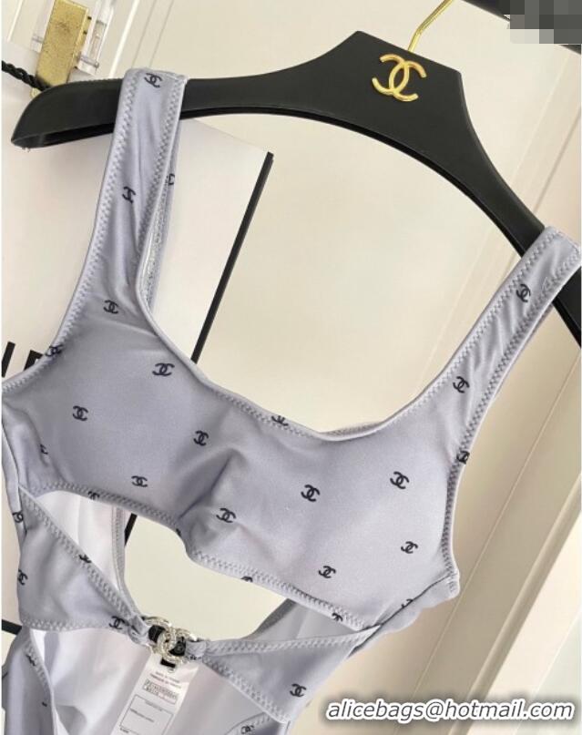 ​Discount Chanel CC Allover One-Piece Swimwear 0313 Grey 2025