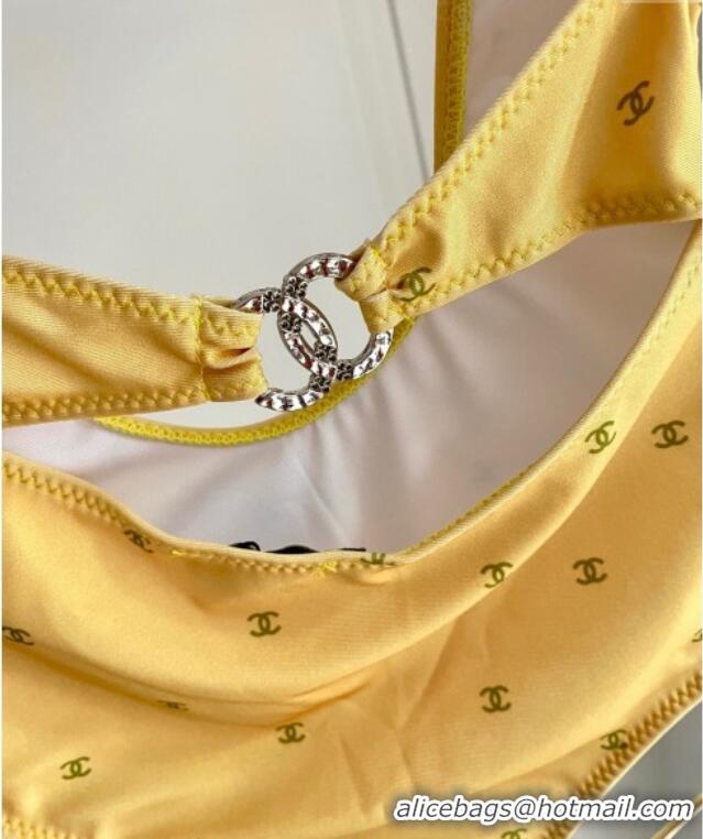 ​Grade Quality Chanel CC Allover One-Piece Swimwear 0313 Yellow 2025
