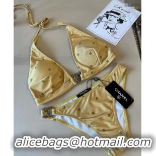 ​Super Quality Chanel CC Allover Two-Pieces Swimwear 0313 Yellow 2025