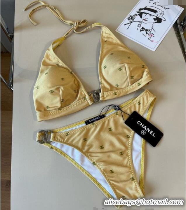 ​Super Quality Chanel CC Allover Two-Pieces Swimwear 0313 Yellow 2025