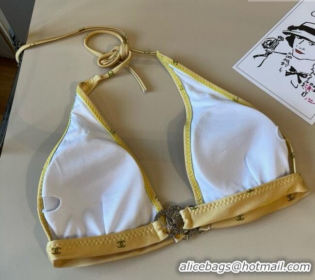 ​Super Quality Chanel CC Allover Two-Pieces Swimwear 0313 Yellow 2025
