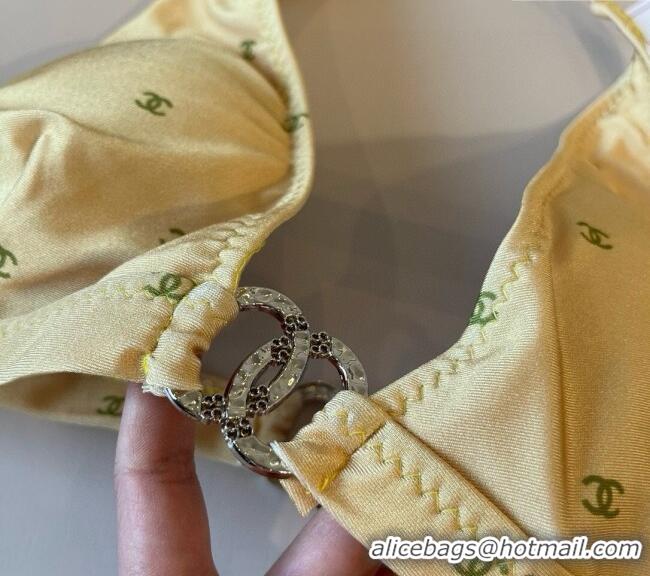 ​Super Quality Chanel CC Allover Two-Pieces Swimwear 0313 Yellow 2025