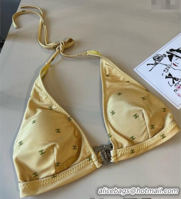 ​Super Quality Chanel CC Allover Two-Pieces Swimwear 0313 Yellow 2025