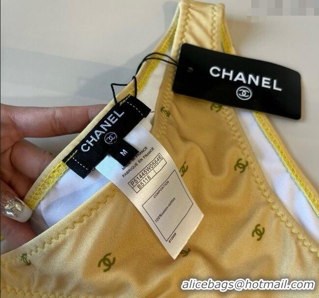 ​Super Quality Chanel CC Allover Two-Pieces Swimwear 0313 Yellow 2025