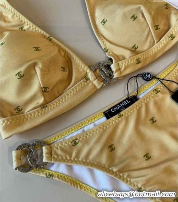 ​Super Quality Chanel CC Allover Two-Pieces Swimwear 0313 Yellow 2025