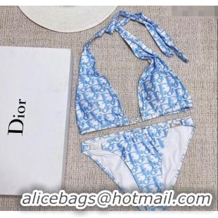 ​Best Quality Dior Neck Two-Pieces Swimwear 0313 Blue 2025