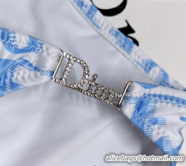 ​Best Quality Dior Neck Two-Pieces Swimwear 0313 Blue 2025