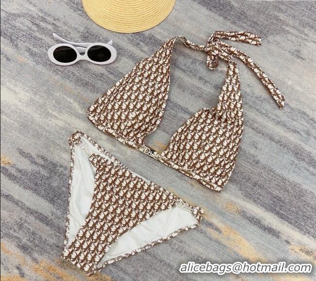 Big Discount Dior Neck Two-Pieces Swimwear 0313 Brown 2025
