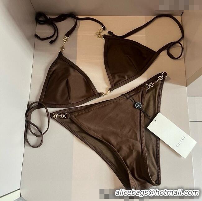 ​Low Cost Gucci Two-Pieces Swimwear with Horsebit 0313 Brown 2025