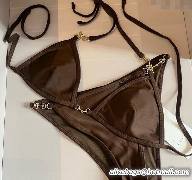 ​Low Cost Gucci Two-Pieces Swimwear with Horsebit 0313 Brown 2025