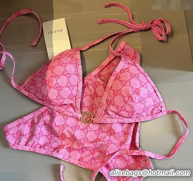 Top Design Gucci Two-Pieces Swimwear with Interlocking G 0313 Pink 2025