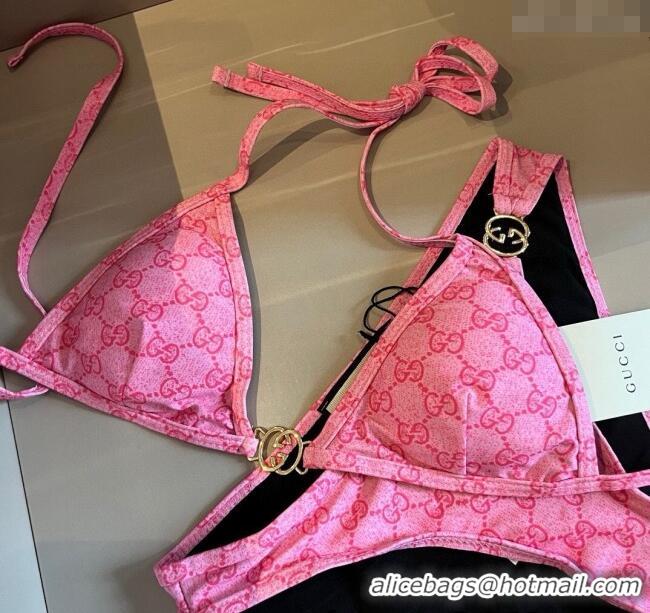 Top Design Gucci Two-Pieces Swimwear with Interlocking G 0313 Pink 2025