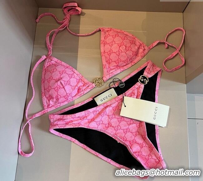Top Design Gucci Two-Pieces Swimwear with Interlocking G 0313 Pink 2025