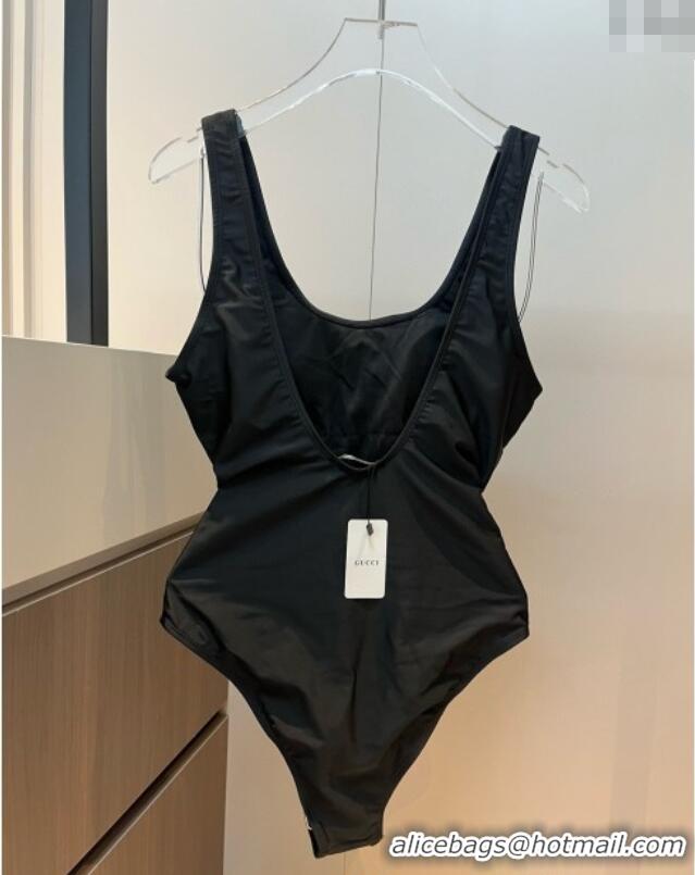 ​Best Grade Gucci One-Piece Swimwear with Web Belt Strap 0313 Black 2025