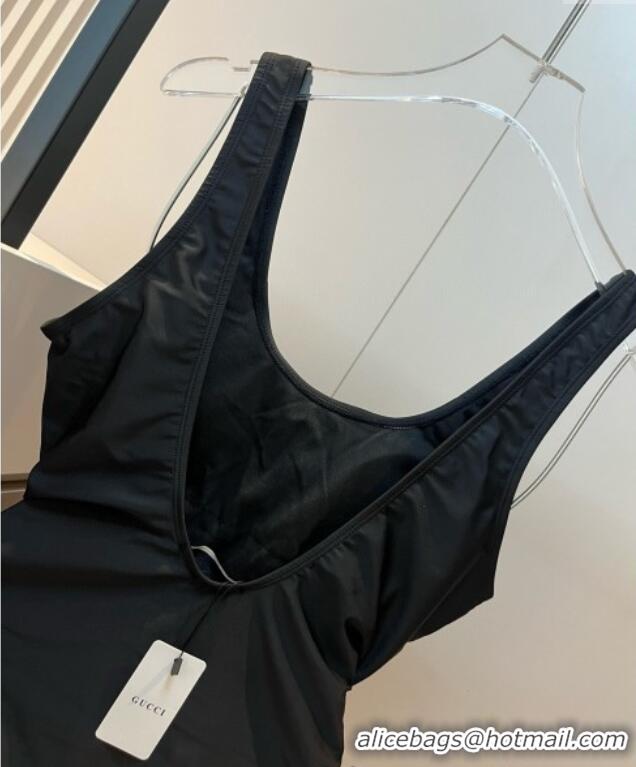 ​Best Grade Gucci One-Piece Swimwear with Web Belt Strap 0313 Black 2025
