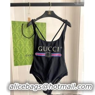 ​Good Product Gucci One-Piece Swimwear with Web Logo 0313 Black/Blue 2025