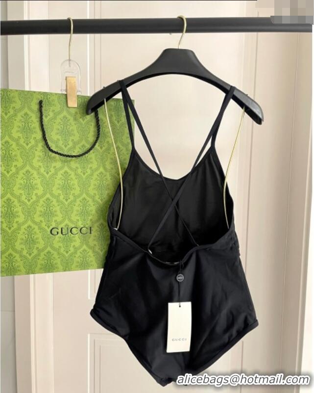​Good Product Gucci One-Piece Swimwear with Web Logo 0313 Black/Blue 2025
